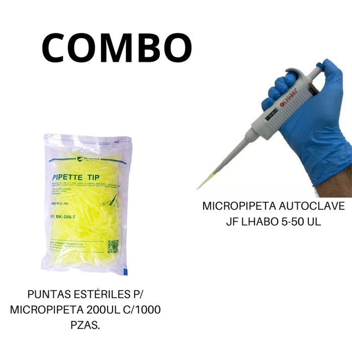Micropipeta 5-50Ul + Puntas Esteriles 200Ul Jf Lhabo ID-2416042