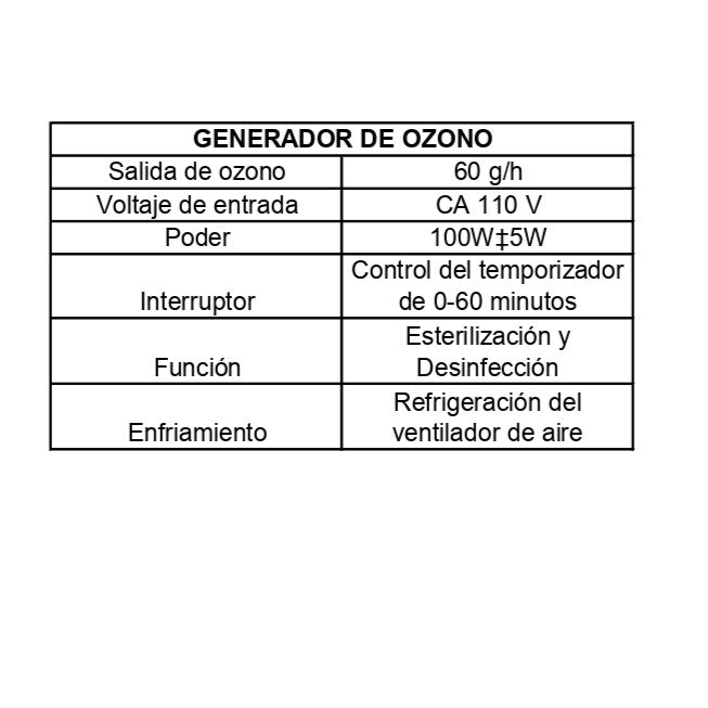 60Gh - Generador Ozono 60G/H Urificador Portátil Filtro De Aire ID-4628