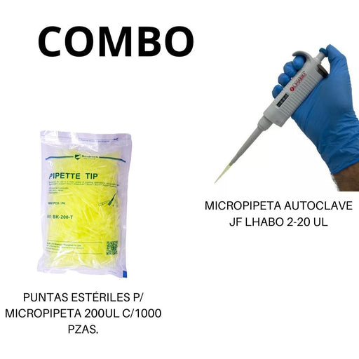 Micropipeta 2-20Ul + Puntas Esteriles 200Ul Jf Lhabo ID-2416021