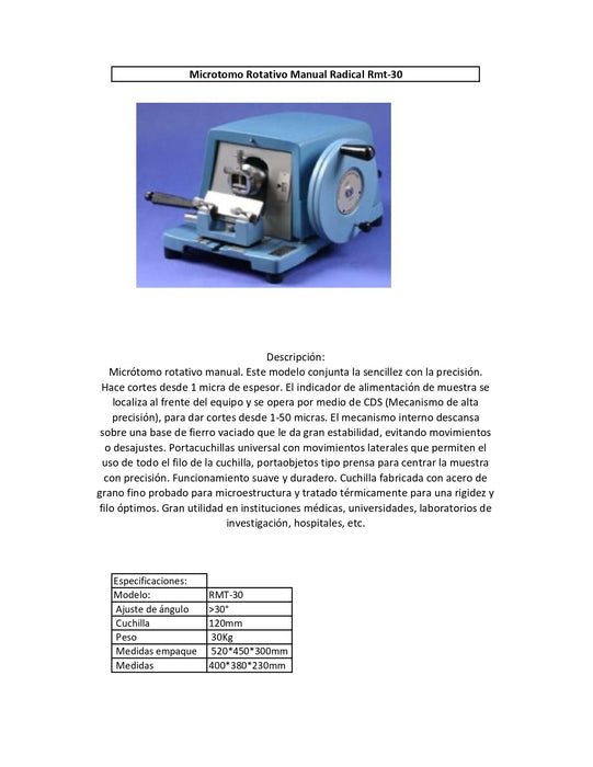 Microtomo Rotativo Manual Rmt-30 Radical ID-2028814