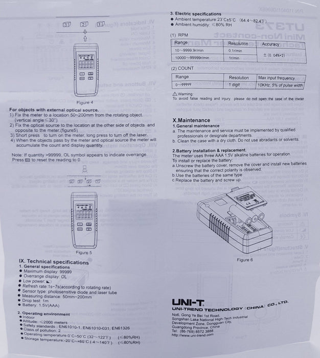 Tacómetro Mini Láser Uni-T ID-1536156