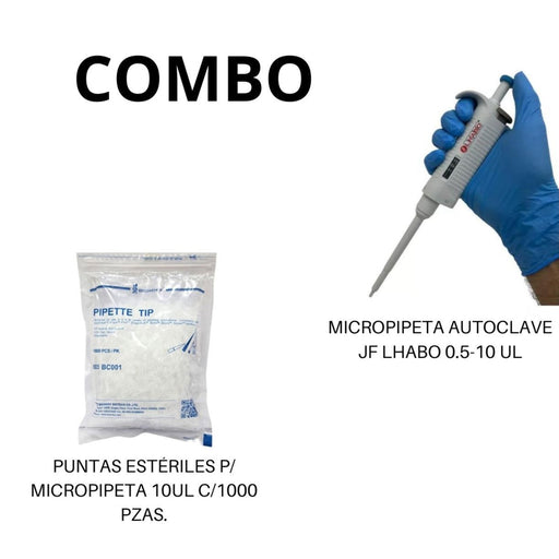 Micropipeta 0.5-10Ul + Puntas Esteriles 10Ul Jf Lhabo ID-2416002