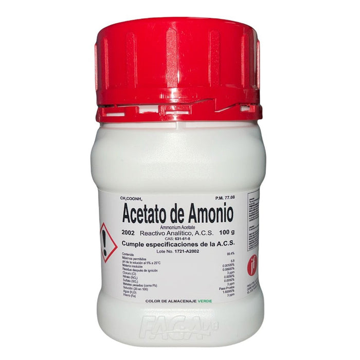 2002-100 - Acetato De Amonio R. A. De 100 G ID-1566