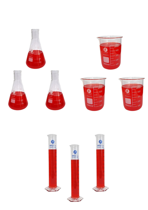 Juego De 9 Piezas Matraz, Vaso Y Probeta 500Ml Jf Lhabo ID-2407994