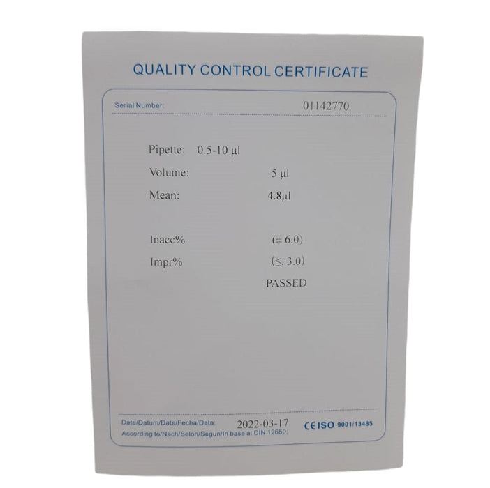 M10Cp10 - Micropipeta 0.5-10Ul + Puntas Esteriles 10Ul ID-6591